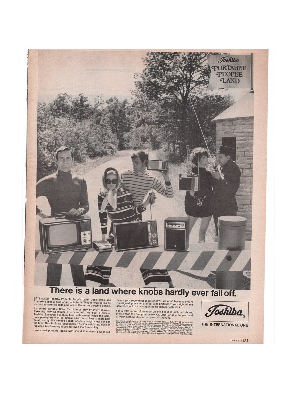 Toshiba Electronics Magazine Advertisement B&W Vintage 1968 Radio Television